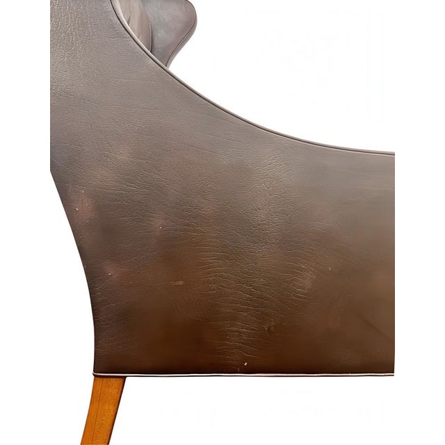 Brown Fredericia Model 2204 Wing Chair in Patinated Leather by Borge Mogensen, 1960s For Sale - Image 8 of 17