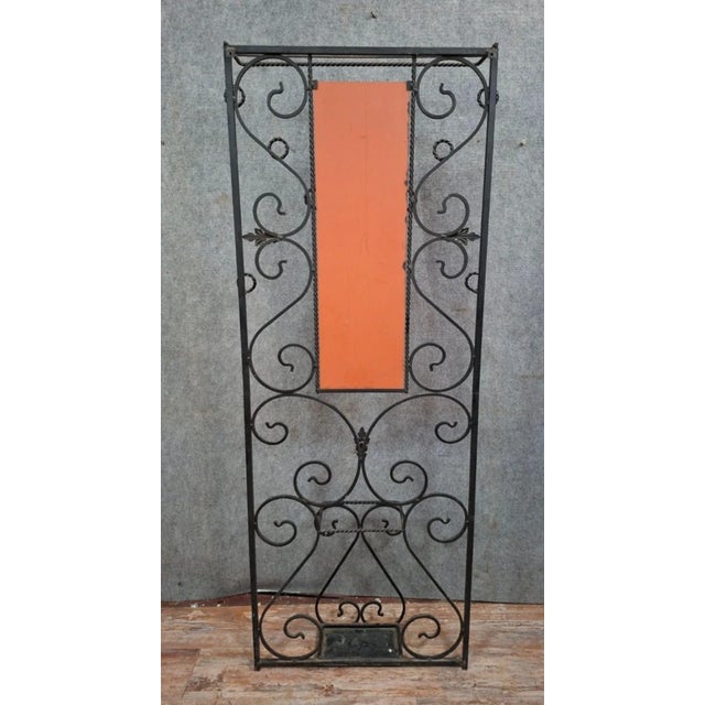 Wall-Mounted Coat Rack in Wrought Iron with Central Mirror For Sale - Image 9 of 10