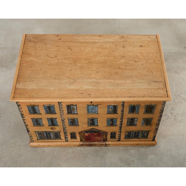 Country English Painted Pine Trunk With Georgian House Facade For Sale - Image 4 of 18