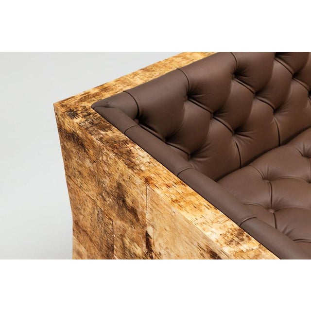 Sculptural Birchwood Sofa in Birch Bark and Leather from Werner Neumann, the Netherlands, 2010 For Sale - Image 14 of 18