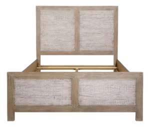 Washed Wood Panel Queen Bed Frame