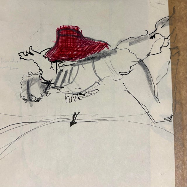 Paper Original Vintage Abstract Ink Drawing of a Standing Man by Artist Michael Davies, 15 X 12.75” For Sale - Image 7 of 9