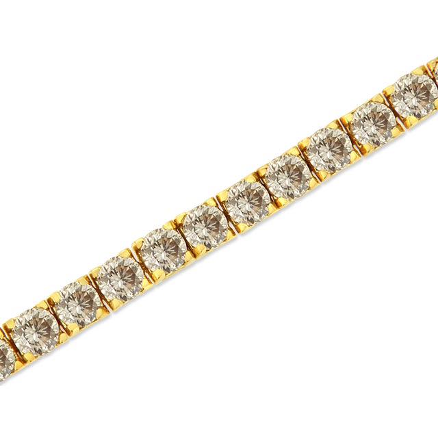 Haus of Brilliance 14K Yellow Gold Plated .925 Sterling Silver 8.0 Cttw Diamond Classic Link Tennis Bracelet (K-L Color, I2-I3 Clarity) - 7-1/4" For Sale - Image 4 of 7