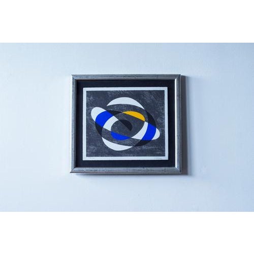 Serigraphy titled "Cosmos" by Swedish artist Pierre Olofsson. Polychrome abstract composition made with silkscreen print...