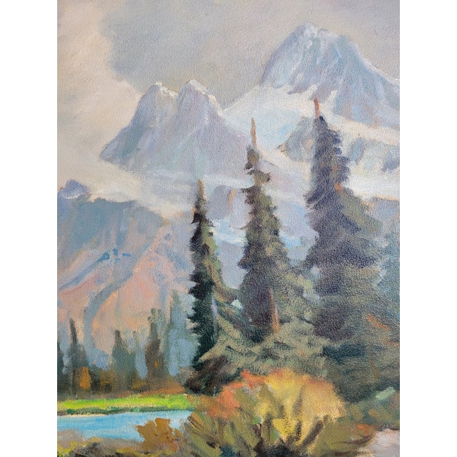 Mid 20th Century California Impressionistic Mountain Landscape Painting by Joseph H. Bennett For Sale - Image 5 of 9