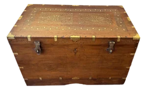 Antique Burmese Mandalay Campaign Secretary Chest