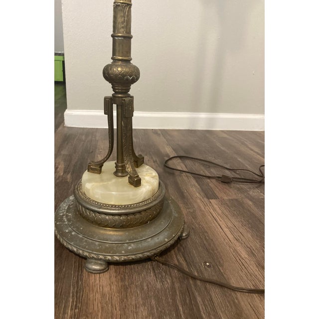 Art Deco 1920s Mutual Sunset Lamp Company Mlsc 4370 Brass Torchiere W/ Main Diffuser + 3 Lamp For Sale - Image 3 of 8