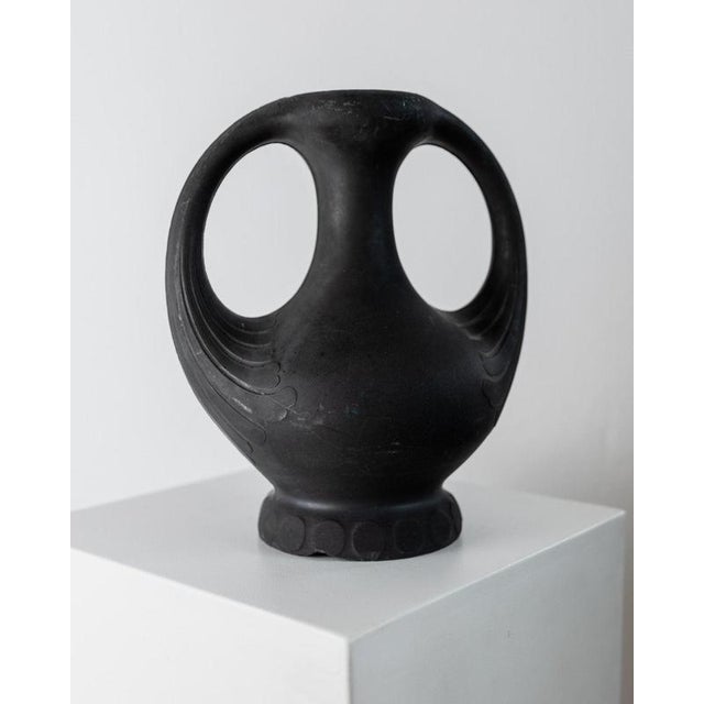 Antique Sculptural Black Lavanite Stone Vase, 1920s For Sale - Image 9 of 14