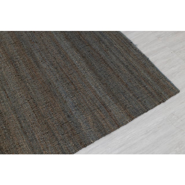 Boho Chic Grey Solid Handwoven Premium Natural Jute Yarn Flatweave Rug 6x9 Ft. For Sale - Image 3 of 12
