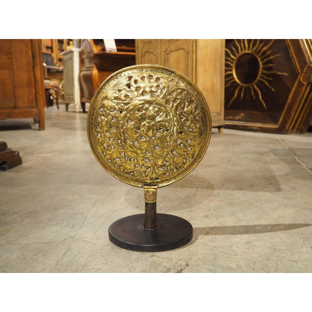 Brass A Mounted 17th Century Cut Brass Bassinoire Cover From France For Sale - Image 8 of 10