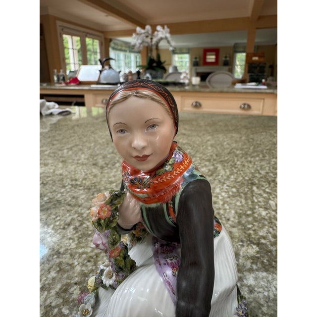 Ceramic Pair of Early 1900s Royal Copenhagen Carl Martin-Henson Figurines of a Boy and Girl For Sale - Image 7 of 11