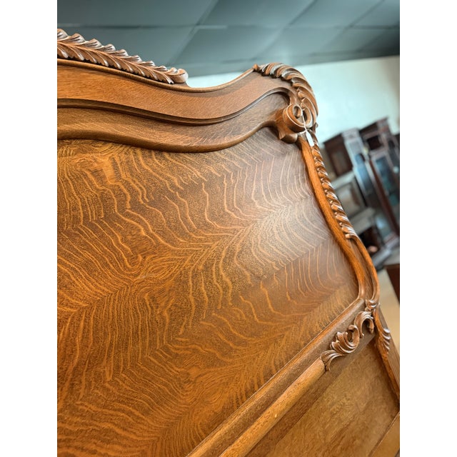 Early 20th Century Antique Tiger Oak Bed Frame For Sale - Image 4 of 10