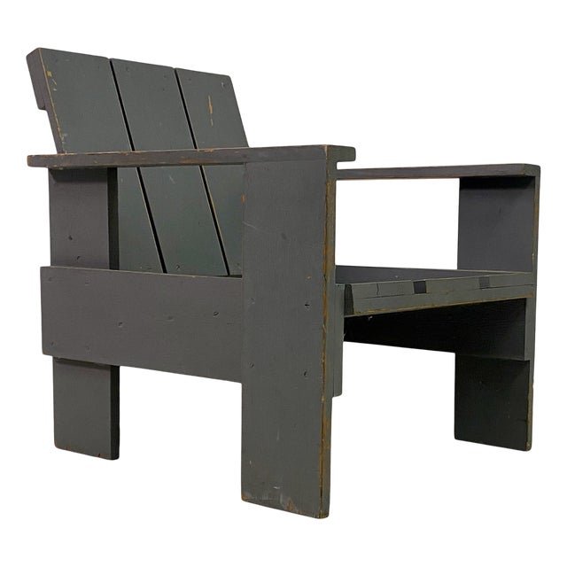 Mid-Century Blue Painted Crate Armchair, 1960s For Sale