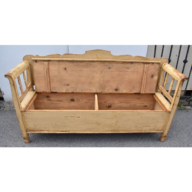 Pine Painted Storage Bench or Settle For Sale - Image 12 of 14