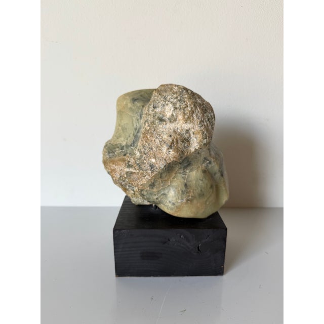 Wood 1980’s Vintage Carved Abstract Marble Sculpture on Black Wood Base, Unsigned For Sale - Image 7 of 11