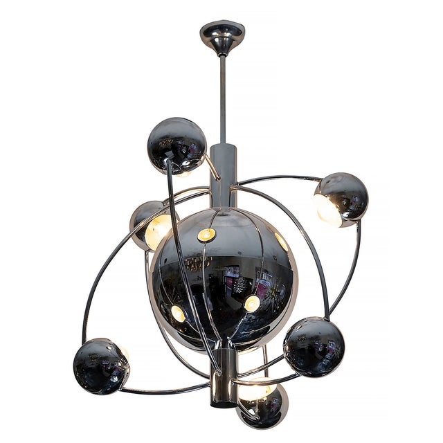 Mid-Century Modern Space Age Italian Chrome Chandelier, 1960 For Sale - Image 6 of 7