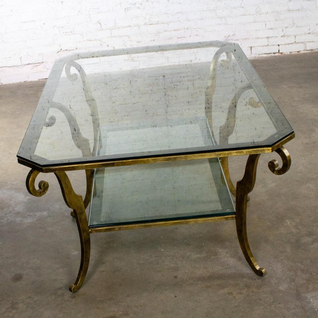 Late 20th Century Hollywood Regency to Neoclassical Style Monumental Coffee Table Gilded Welded Steel Tube Frame For Sale - Image 6 of 18