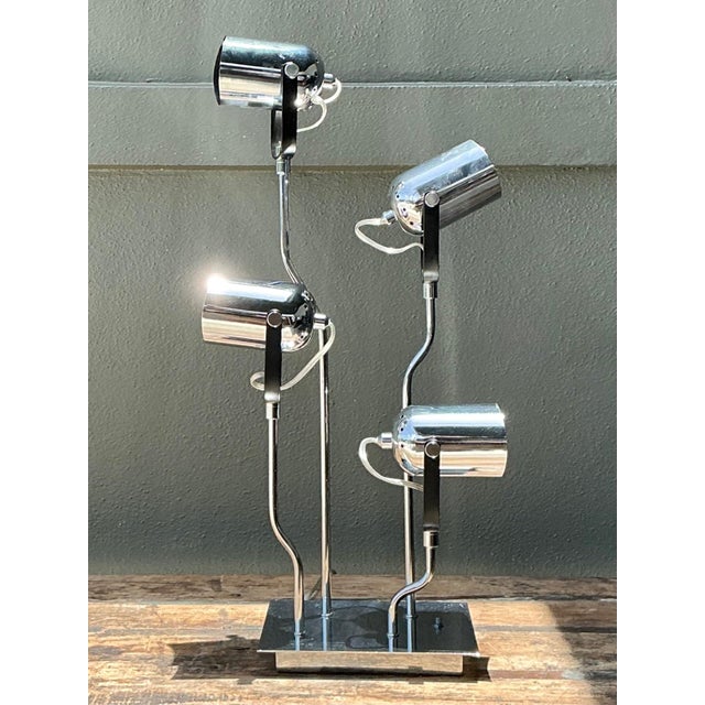 Vintage Van Teal Industrial Chrome Multi-Light Lamp For Sale In West Palm - Image 6 of 13