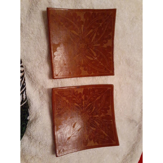 1990s Pair of Etched Terracotta Candle Holders Made in Indonesia For Sale In Dallas - Image 6 of 8