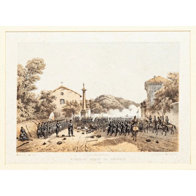 Defense of Varese by Garibaldi - Lithograph by Carlo Perrin - 1860 1860 For Sale - Image 3 of 3