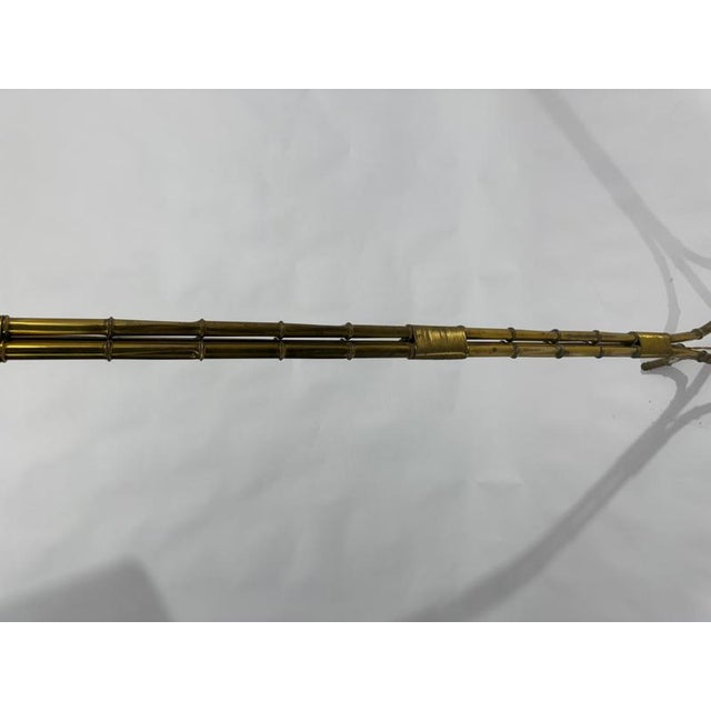Triple Bronze and Faux Bamboo Floor Lamp from Maison Bagues, 1950 For Sale - Image 9 of 13