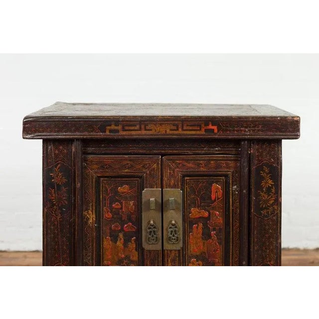 Asian 19th Century Chinese Qing Dynasty Period Bedside Cabinet with Original Lacquer For Sale - Image 3 of 13
