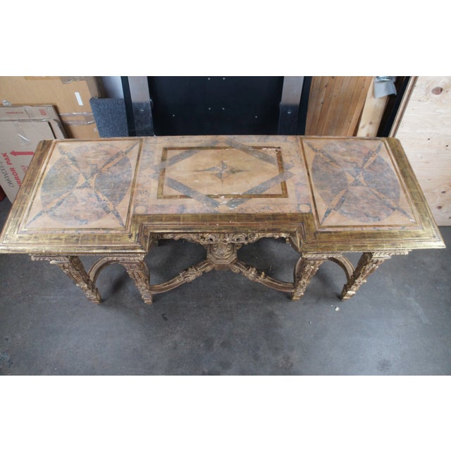 Late 19th Century Antique French Louis XIV Style Carved Giltwood Console Table For Sale - Image 5 of 12