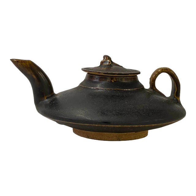 Chinese Ware Brown Black Glaze Ceramic Teapot Art Display For Sale