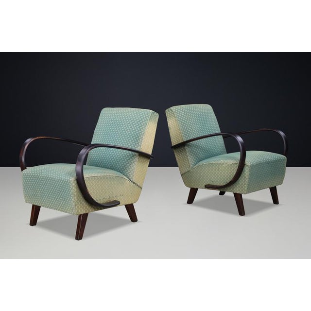 Sculptural Bentwood Lounge Armchairs by Jindřich Halabala, Czechoslovakia, 1940s, Set of 2 For Sale - Image 16 of 17