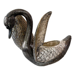 Vintage 1950s Silver Plated Swan Centerpiece For Sale
