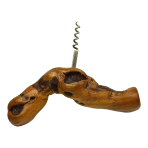 Mid 20th Century Oversized Natural Grapevine Wood Handle Corkscrew Wine Bottle Opener