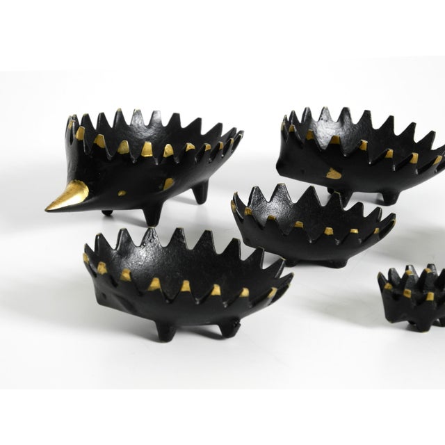 Mid-Century Brass Hedgehog Ashtray by Walter Bosse for Herta Baller, 1950s, Set of 5 For Sale - Image 12 of 16
