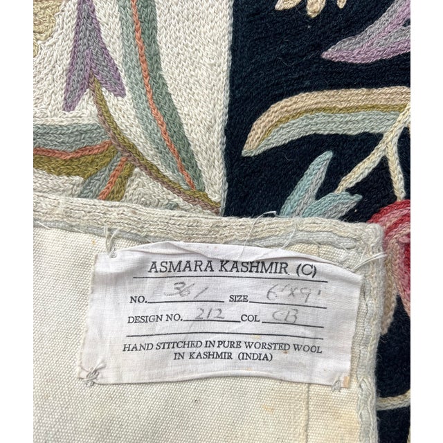 Beautiful Old Asmara Botanical Pure Wool Hand Stitched Krewel Work Wall Hanging, Tapestry, Throw, Rug or Blanket For Sale - Image 10 of 11