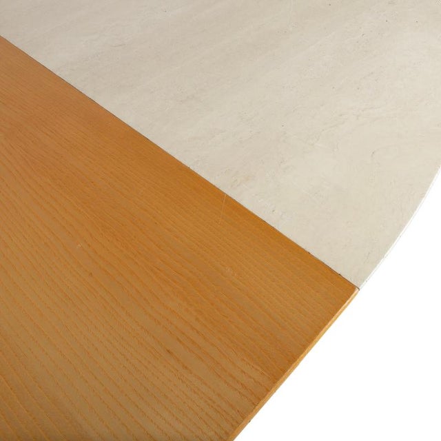 White Wooden Dining Table with Travertine Top from WK Wohnen For Sale - Image 8 of 17