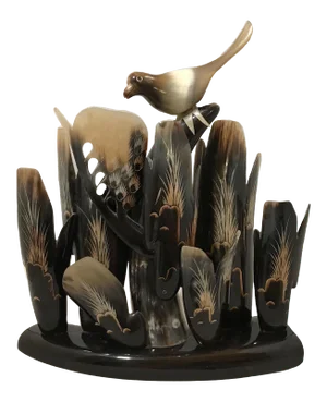 Unique Italian Mid Century Bird on Cactus Animal Horn Sculpture