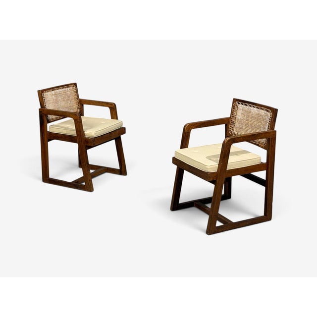 Pierre Jeanneret, Six Dining Chairs, Teak, Cane, Chandigarh, India, 1960s For Sale In New York - Image 6 of 16