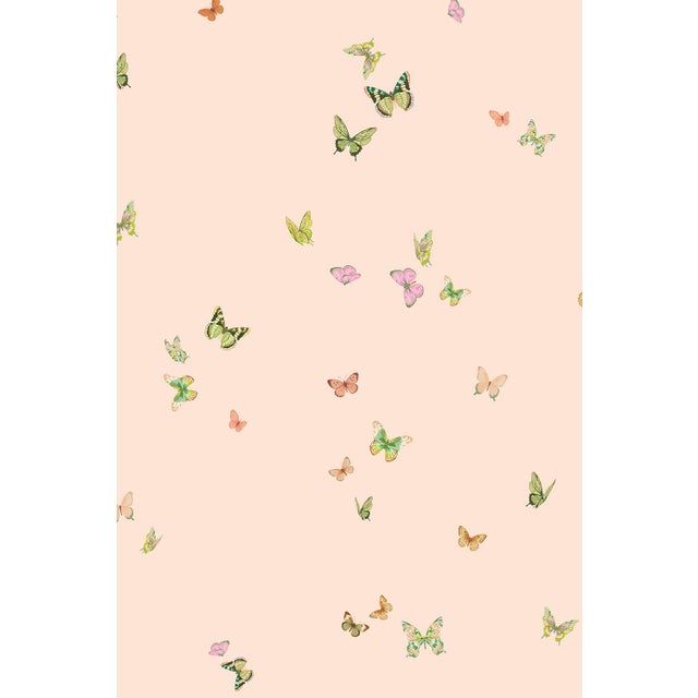 Butterfly Grove Grasscloth Wallpaper by House Party | Pink Blush | 6 Yards For Sale In Charlotte - Image 6 of 7