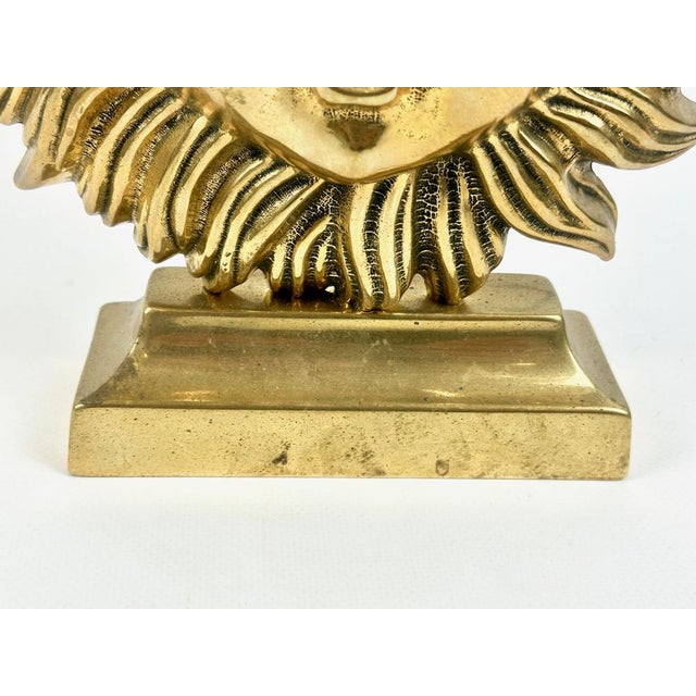 Metal Vintage Brass Sun Face Door Stopper, 1970s For Sale - Image 7 of 12