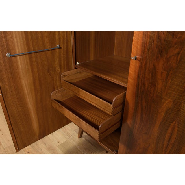 Mid-Century Walnut Wardrobe by Bohumil Landsman for Jitona Soběslav, Czechoslovakia, 1960s For Sale - Image 11 of 18