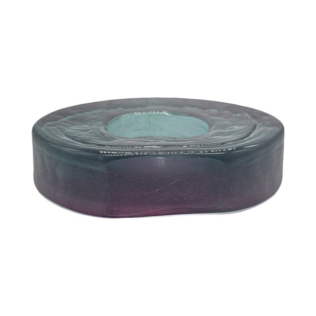 Glass Late 20th Century Organic Hand Blown Studio Art Glass Portal Sculpture in Amethyst and Aqua For Sale - Image 7 of 7