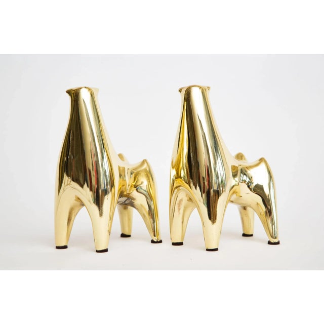 Vintage Brass Bull Norman Bleckner Stickered Bookends Pair Of For Sale - Image 10 of 12