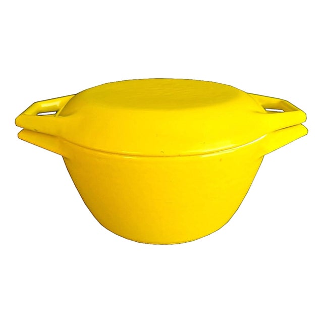 Mid 20th Century Enamel on Cast Iron Dutch Oven Designed by Michael Lax for Copco, 2 Piece Set For Sale