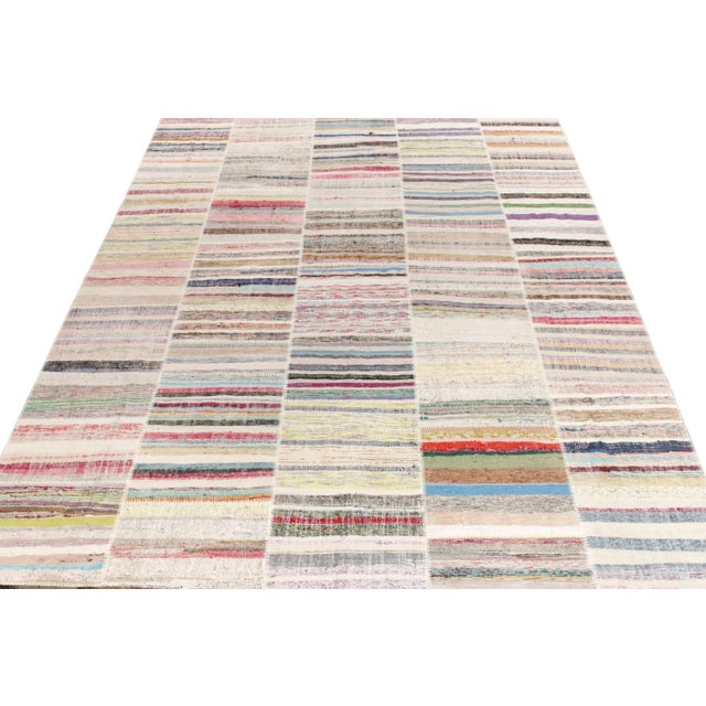 Modern Handwoven Modern Patchwork Kilim Rug in Multicolor Striation, by Rug & Kilim For Sale - Image 3 of 5