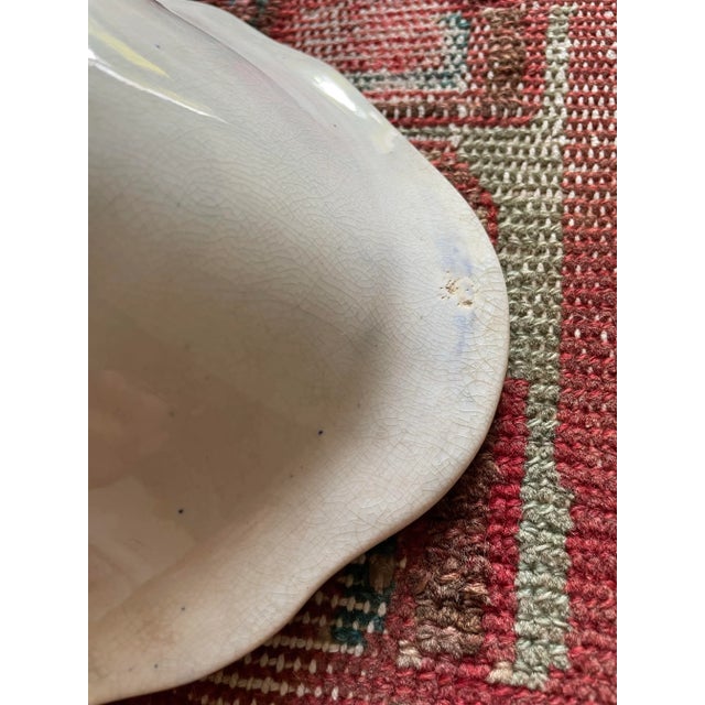 Antique English Blue Willow Transferware Oval Footed Serving Dish For Sale - Image 9 of 9