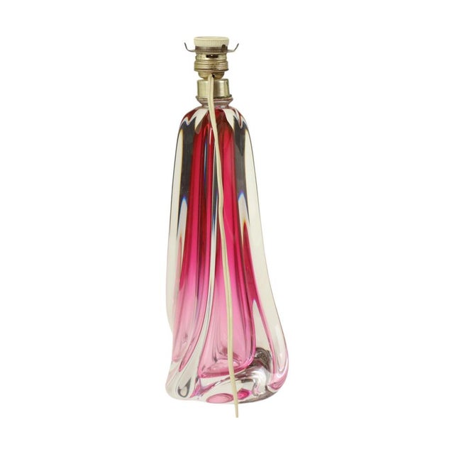 Purple Pink Swirl Crystal Table Lamp from Val Saint Lambert, 1960s For Sale - Image 10 of 15
