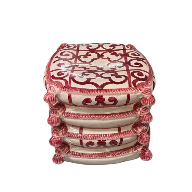 Vintage Italian Trompe l'Oeil Ceramic Garden Stool For Sale In West Palm - Image 6 of 12