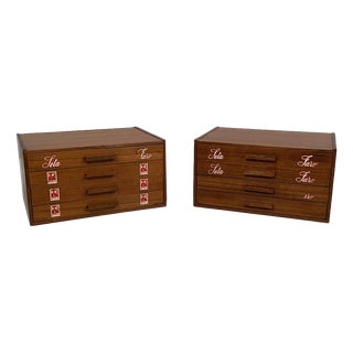 Mid-Century Modern Italian Sewing Chests in Wood from Seta Faro, 1960s, Set of 2 For Sale