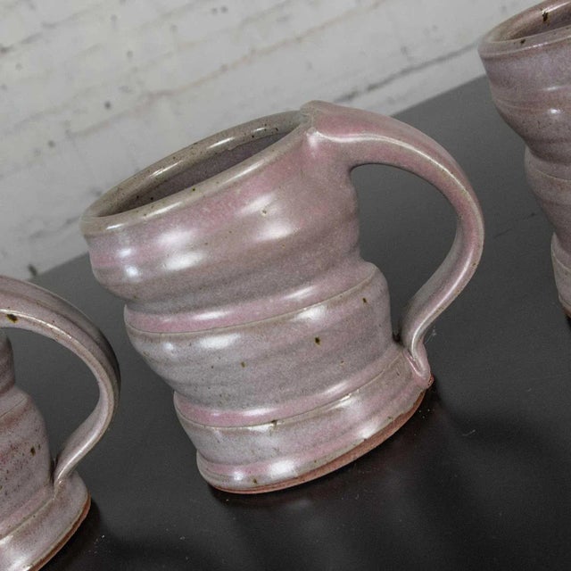 Ceramic Modern Hot Chocolate/Drink Set Purple Studio Pottery Ceramic Signed Powell, Pitcher & 4 Cups For Sale - Image 7 of 13