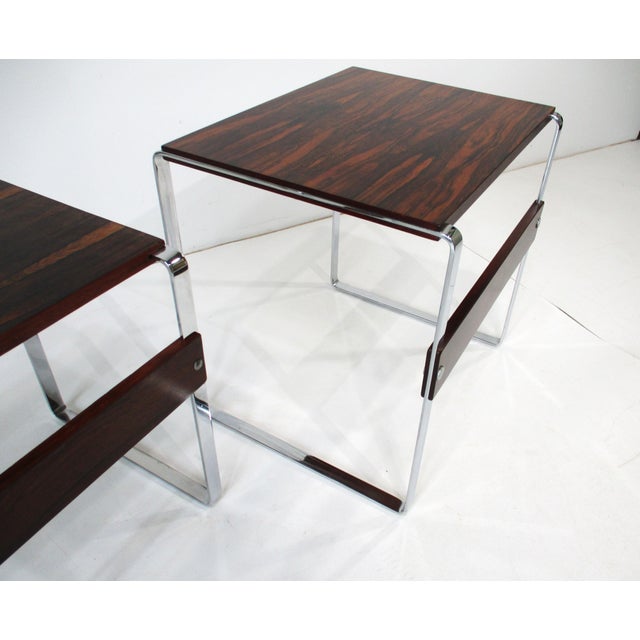 Wood 70's Rosewood Chrome Side Tables Denmark For Sale - Image 7 of 10