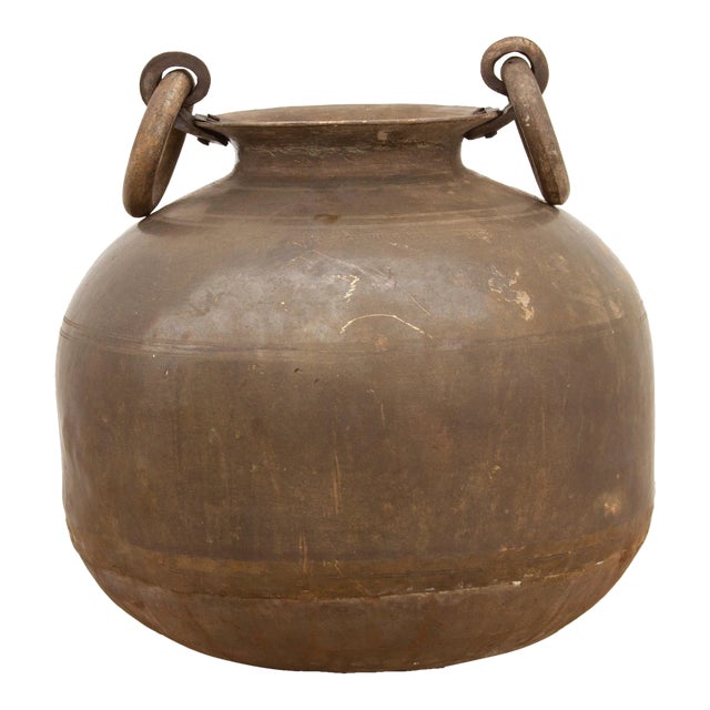 Handsome Indian Antique Brass Pot For Sale